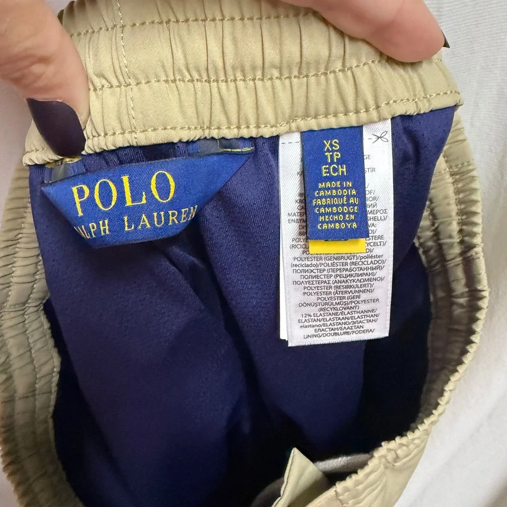 Polo Ralph Lauren Mens Tan Khaki Swim Trunks Mesh Lined Shorts XS